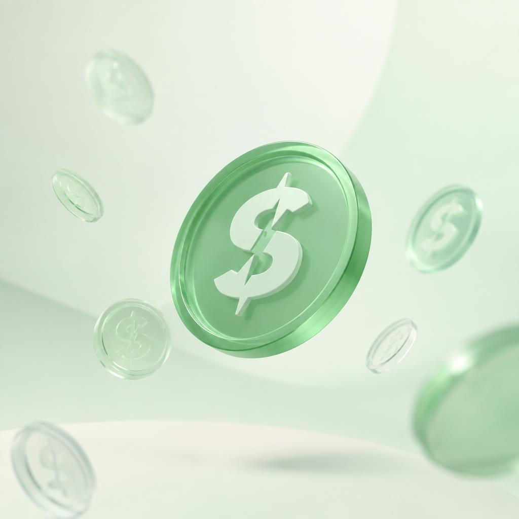 Floating green coins